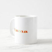 Präsident Obamas Name In Burning Orange mit Blau Kaffeetasse (Vorderseite Links)
