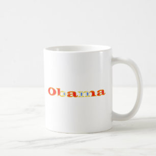 Präsident Obamas Name In Burning Orange mit Blau Kaffeetasse
