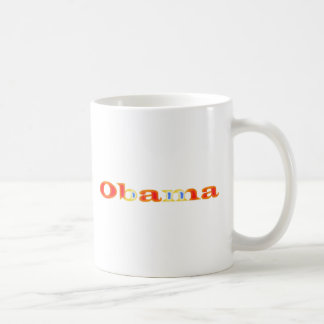 Präsident Obamas Name In Burning Orange mit Blau Kaffeetasse