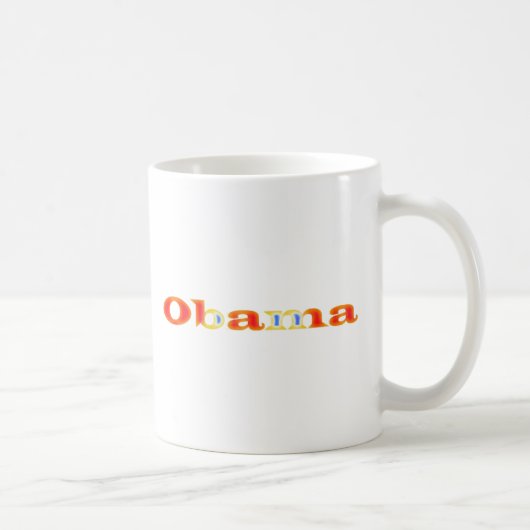 Präsident Obamas Name In Burning Orange mit Blau Kaffeetasse (Rechts)