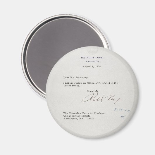 Präsident Richard M. Nixon Resignationsschreiben Magnet (Vorderseite/Rückseite)