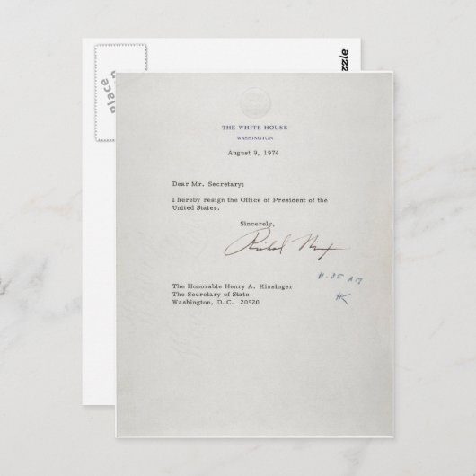 Präsident Richard M. Nixon Resignationsschreiben Postkarte (Vorne/Hinten)