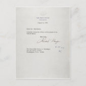 Präsident Richard M. Nixon Resignationsschreiben Postkarte (Vorderseite)