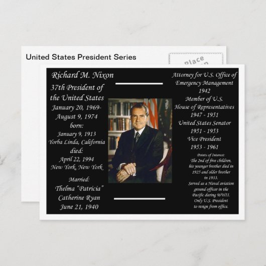 Präsident Richard Nixon Postkarte (Vorne/Hinten)