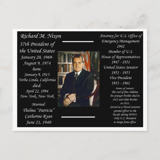 Präsident Richard Nixon Postkarte (Vorderseite)