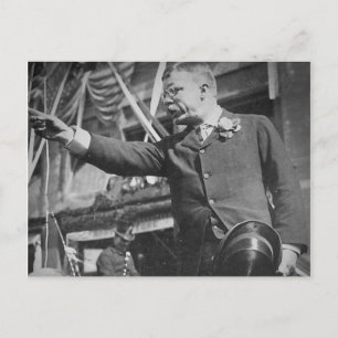 Präsident Roosevelt zeigt auf Vintage-Stereobild Postkarte