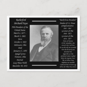 Präsident Rutherford B Hayes Postkarte