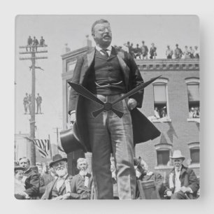 Präsident Teddy Roosevelt hält Rede 1905 Quadratische Wanduhr