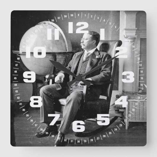 Präsident Teddy Roosevelt Vintages Weiße Haus Quadratische Wanduhr (Vorderseite)