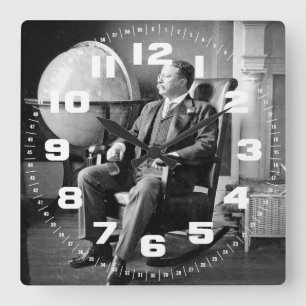 Präsident Teddy Roosevelt Vintages Weiße Haus Quadratische Wanduhr