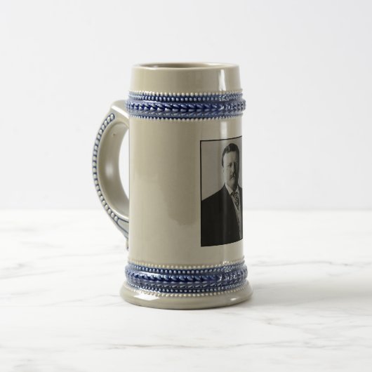 Präsident Theodore Roosevelt Portrait Beer Stein Bierglas (Vorderseite Links)
