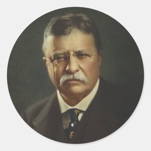 Präsident Theodore Roosevelt von Forbes Lithograph Runder Aufkleber (Vorderseite)