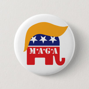 Präsident Trump 2020 GOP Elefant Haar MAGA Button