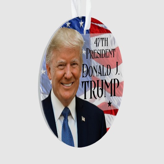 Präsident Trump 2024 Foto - Amerikanische Flagge Ornament (Vorderseite)