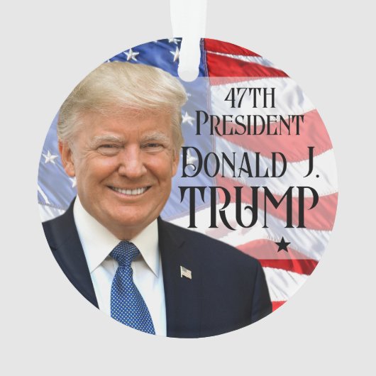 Präsident Trump 2024 Foto - Amerikanische Flagge Ornament (Rückseite)