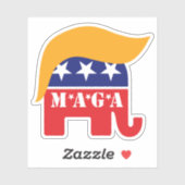 Präsident Trump 2024 GOP Elephant Hair MAGA Aufkleber (Blatt)