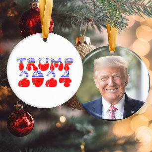 Präsident Trump 2024 Patriotisches Wahlfoto Keramik Ornament
