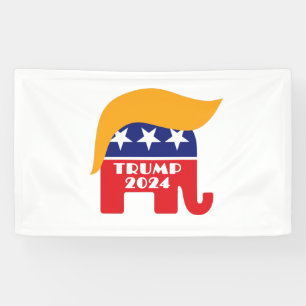 Präsident Trump 2024 Republikanischer Elefant Haar Banner