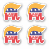 Präsident Trump 2024 Republikanischer Elefant Hair Aufkleber (Vorderseite)
