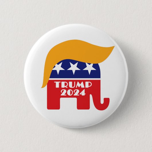 Präsident Trump 2024 republikanisches Elefantenhaa Button (Vorderseite)
