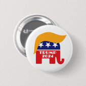 Präsident Trump 2024 republikanisches Elefantenhaa Button (Vorne & Hinten)