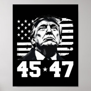 Präsident Trump 45 47 Amerikanische Flagge Trump V Poster