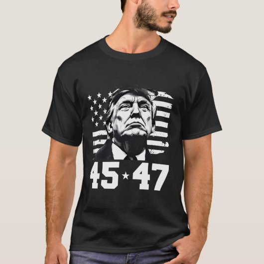 Präsident Trump 45 47 Amerikanische Flagge Trump V T-Shirt (Vorderseite)