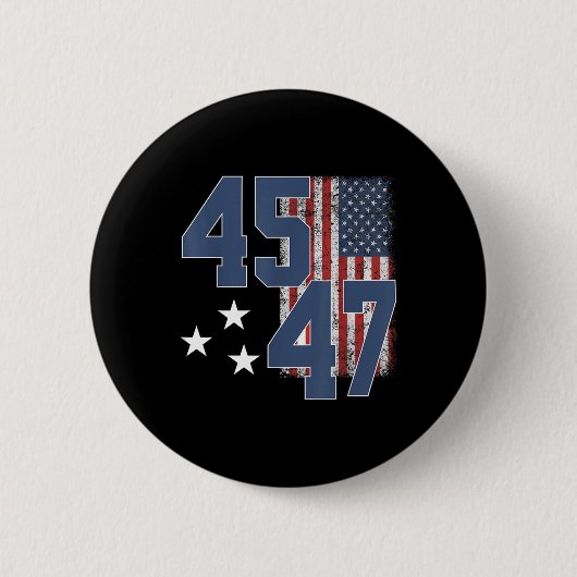 Präsident Trump 45 47 Vintage amerikanische Flagge Button (Vorderseite)
