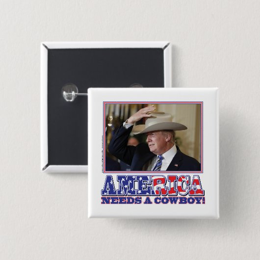 Präsident Trump American Cowboy Button (Vorne & Hinten)