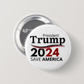 Präsident Trump _ Amerika Gerettet, Wahl 2024 Button (Vorne & Hinten)