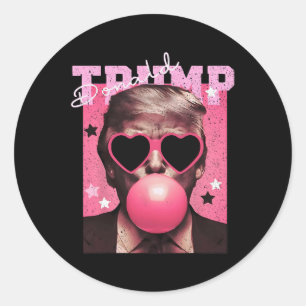 Präsident Trump bläst Blase Gum Funny Pink Bubb Runder Aufkleber