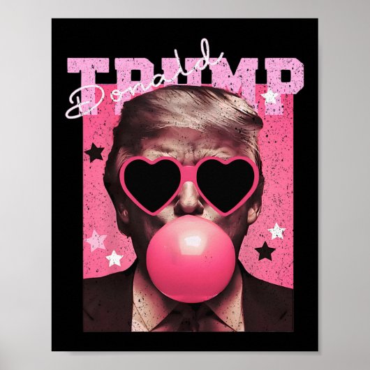 Präsident Trump bläst Bubble Gum Funny Pink Bubb Poster (Vorne)