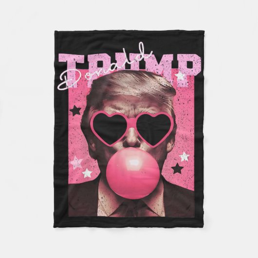 Präsident Trump bläst Bubble Gum Lustiger Rosa Bla Fleecedecke (Vorderseite)