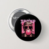 Präsident Trump bläst Bubble Gum Lustiger Rosa Blu Button (Vorne & Hinten)