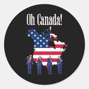 Präsident Trump Dance Oh Canada Map American Flag Runder Aufkleber