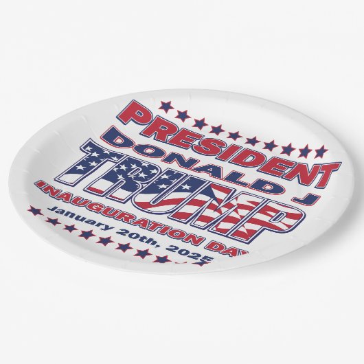 Präsident Trump Einweihung Pappteller (Schrägansicht)