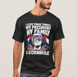 Präsident Trump Familie Cornhole MAGA Bean Bag Jul T-Shirt
