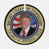 Präsident Trump Foto Präsident Siegel Ornament Aus Glas (Rückseite)
