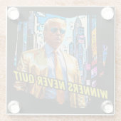 Präsident Trump - Gewinner geben nie auf Glasuntersetzer (Rückseite)