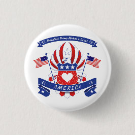 Präsident Trump macht ein großes AMERIKA Button
