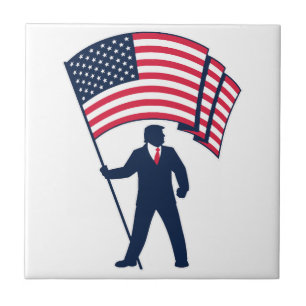 Präsident Trump mit der Flagge der USA Fliese