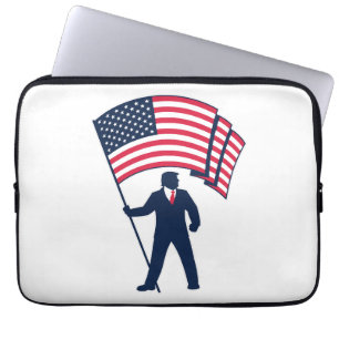 Präsident Trump mit der Flagge der USA  Laptopschutzhülle
