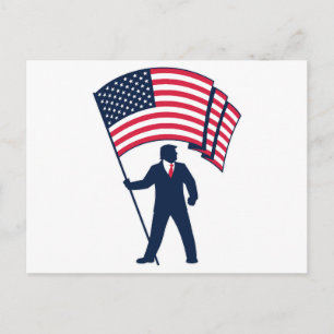 Präsident Trump mit der Flagge der USA  Postkarte