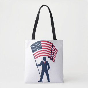 Präsident Trump mit der Flagge der USA Tasche