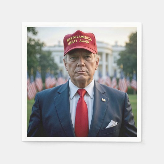 Präsident Trump mit einem Red Hat Serviette (Vorderseite)