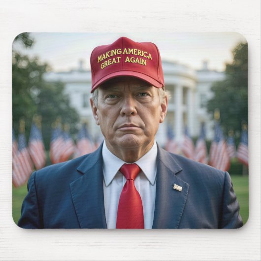 Präsident Trump mit einem Red MAGA Hat Mousepad (Vorne)