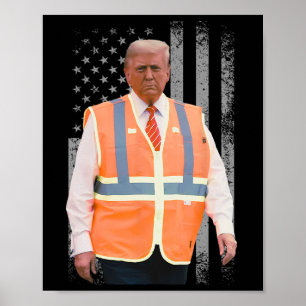 Präsident Trump Müllwagen Arbeiter Weste USA-Flagg Poster