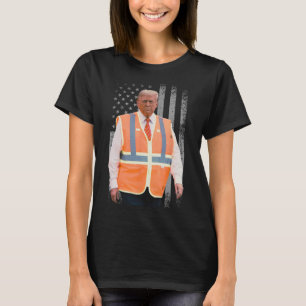 Präsident Trump Müllwagen Arbeiter Weste USA Flagg T-Shirt