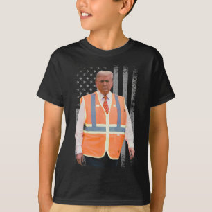 Präsident Trump Müllwagen Arbeiter Weste USA-Flagg T-Shirt