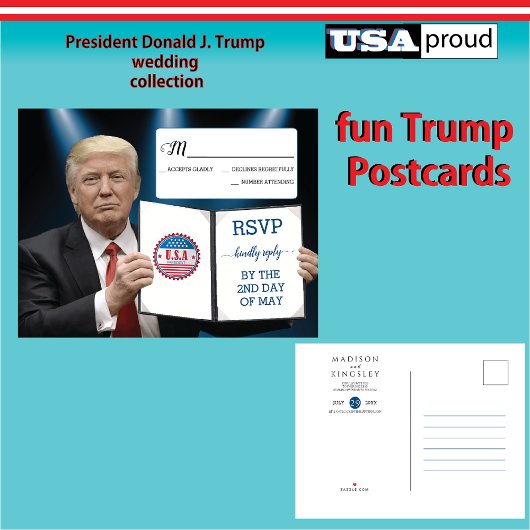 Präsident Trump 📜 Patriotic Wedding Custom Ankündigungspostkarte